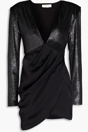 MATÉRIEL by Aleksandre Akhalkatsishvili Wrap-effect metallic satin-paneled velvet mini dress