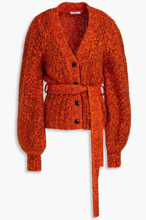 Ganni Belted brushed alpaca-blend cardigan