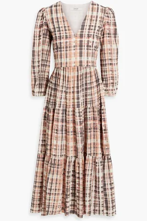 Joie Tobey tiered printed cotton midi dress - Orange