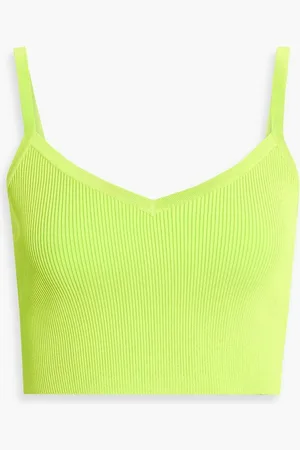 LAPOINTE Cropped ribbed-knit top - Green
