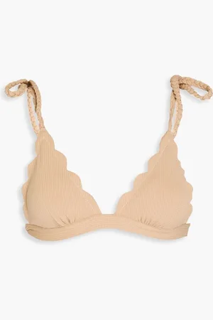 Marysia Broadway scalloped seersucker triangle bikini top