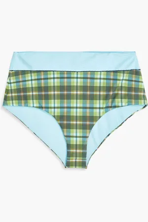 Marysia Garden checked high-rise bikini briefs - Blue
