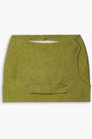 GAUGE81 Valka cutout linen and cotton-blend canvas mini skirt - Green