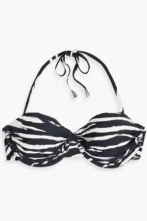 Seafolly Skin Deep gathered zebra-print underwired bikini top