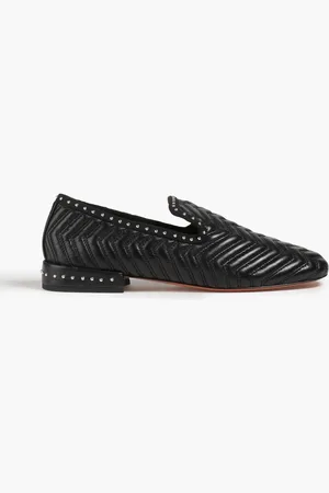 Maje Studded quilted leather loafers