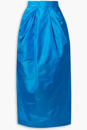 Christopher John Rogers Pleated silk-faille maxi skirt - Blue