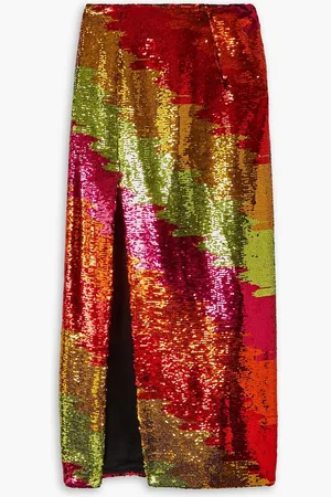 HALPERN Sequined tulle midi skirt
