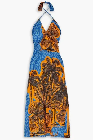 JOHANNA ORTIZ Vida Salvaje printed cotton midi dress - Blue