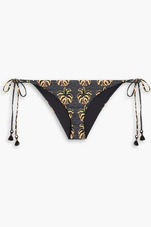 JOHANNA ORTIZ Azabache tasseled printed bikini briefs