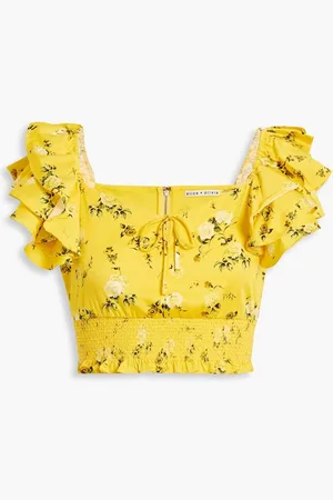 ALICE+OLIVIA Alice Olivia - Shanae cropped floral-print cotton-blend poplin top