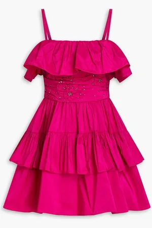 Zuhair Murad Crystal-embellished ruched taffeta mini dress - Purple