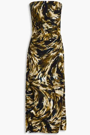 Proenza Schouler Strapless printed stretch-crepe maxi dress - Green