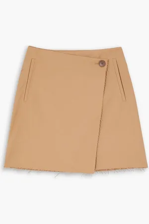 By Malene Birger Esmaa frayed stretch-twill mini wrap skirt - Neutral