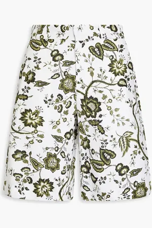 Erdem Miles floral-print linen shorts - Green