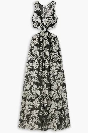 MIGUELINA Idris cutout printed cotton-gauze maxi dress