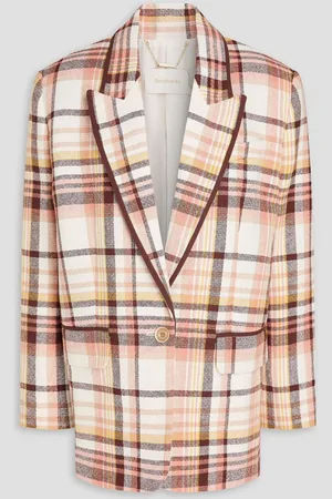 ZIMMERMANN Checked linen and cotton-blend blazer - White