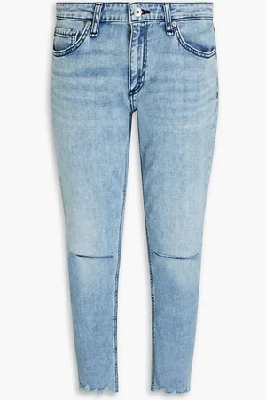 RAG&BONE Dre cropped distressed boyfriend jeans - Blue