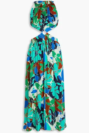 Cult Gaia Theia cutout floral-print crepe maxi dress - Blue