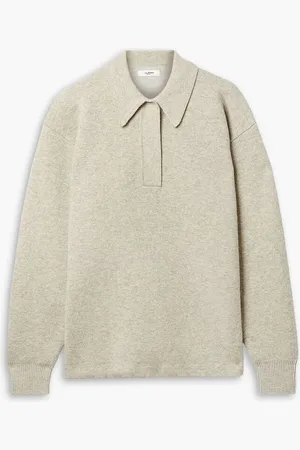 Marant Etoile Mélange merino wool-blend polo sweater - Neutral