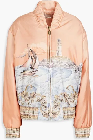 ZIMMERMANN Printed silk-twill bomber jacket - Orange