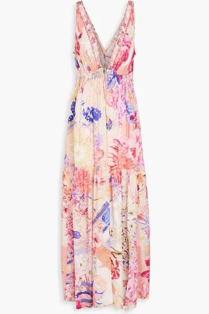 Camilla Crystal-embellished printed silk crepe de chine maxi dress