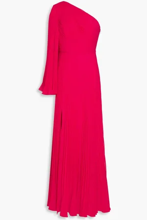ZAC Zac Posen One-shoulder plissé-crepe maxi dress