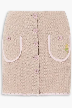 CORMIO Chiara embroidered crocheted metallic cotton-blend mini skirt - Pink