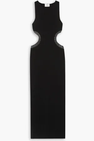 GALVAN Luna embellished cutout knitted maxi dress