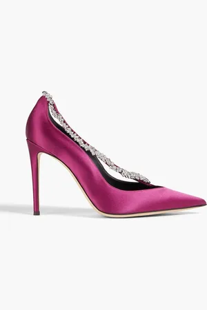 Giuseppe Zanotti Crystal-embellished satin pumps - Purple