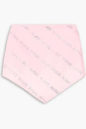 ROTATE Cropped strapless crystal-embellished cotton-poplin top - Pink