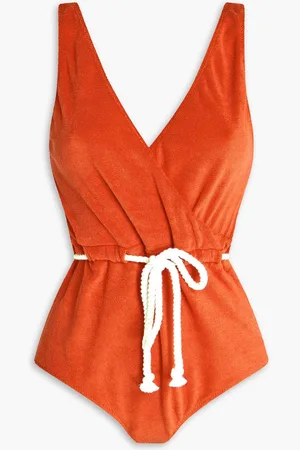 Lisa Marie Fernandez Yasmin wrap-effect rope-detailed stretch-cotton terry swimsuit
