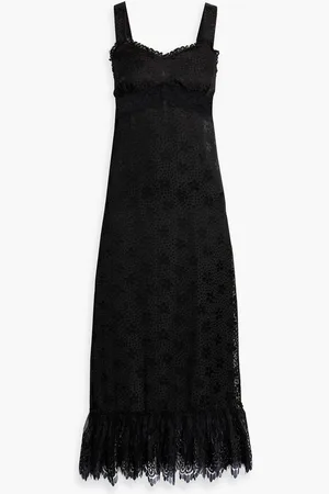 Anna Sui Lace-trimmed fil coupé chiffon midi dress