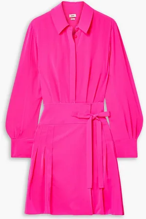 Jason Wu Pleated silk crepe de chine shirt mini dress - Pink