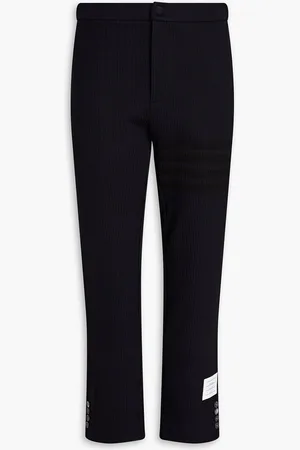 Thom Browne Slim-fit striped ribbed French cotton-terry sweatpants - Blue