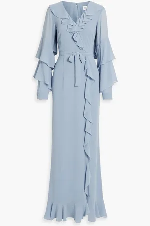 MIKAEL AGHAL Ruffled crepe maxi dress - Blue