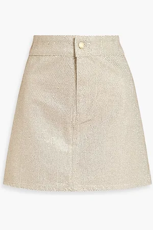 Triarchy Ms. crystal-embellished denim mini skirt - Neutral