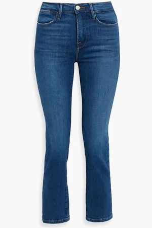 Frame Le High Straight distressed mid-rise straight-leg jeans - Blue