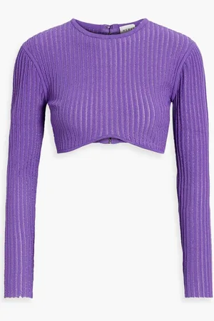Hervé Léger Cropped ribbed-knit top