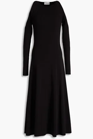 Ganni Cutout ribbed-knit midi dress