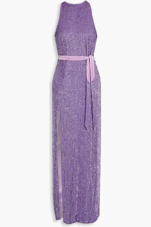 Retrofete Tzilly belted sequined chiffon maxi dress - Purple