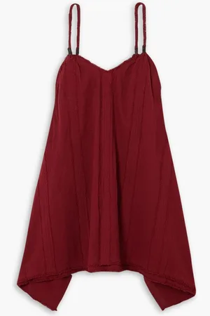 Caravana Chi frayed cotton-gauze mini dress - Burgundy