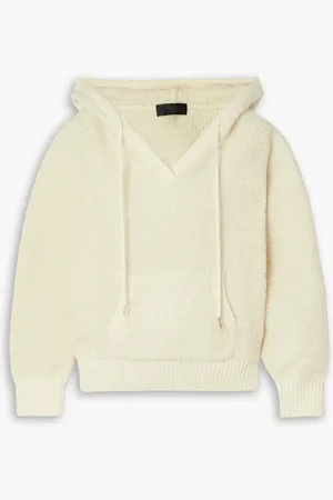 NILI LOTAN Marcello bouclé-knit wool-blend hoodie - White