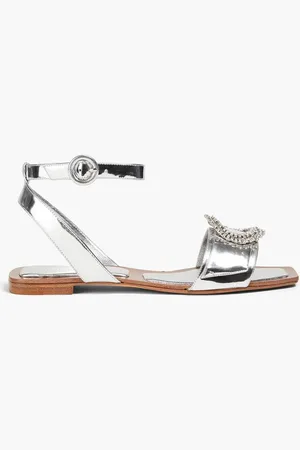 ALEXANDRE BIRMAN Madelina Summer embellished mirrored-leather sandals - Metallic