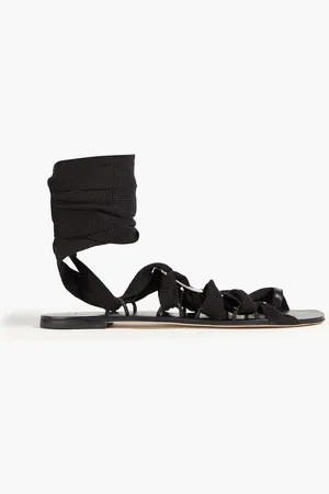 Tory Burch Embellished leather-trimmed cord sandals