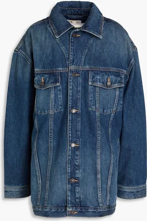 NILI LOTAN Oversized faded denim jacket - Blue