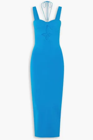 GALVAN Kali cutout stretch-knit midi dress - Blue