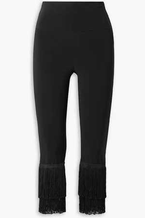 Norma Kamali Cropped fringed stretch-jersey leggings