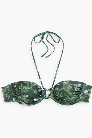 Agua by Agua Bendita Bronce Peonia Ocaso floral-print underwired halterneck bikini top - Green