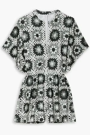 Norma Kamali Printed stretch-jersey playsuit