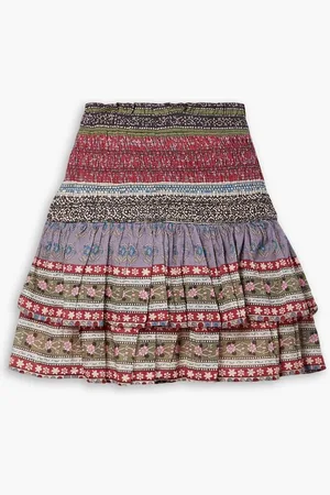 SEA Brooke ruffled printed cotton-voile mini skirt